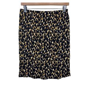Ann Taylor NWT Petite Silk Blend Leopard Animal Print Brown Black Pencil Skirt